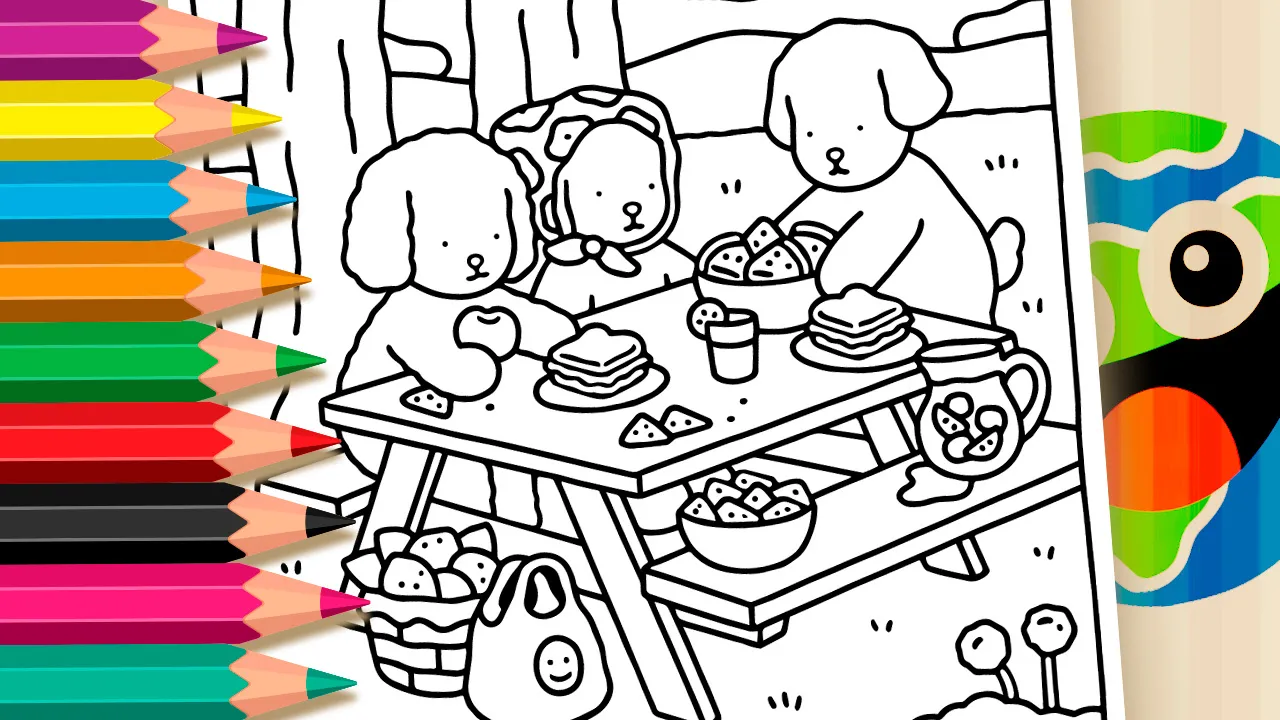 Bobbie Goods Style Healthy Snack Theme Coloring Page
