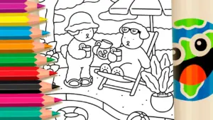 Bobbie Goods Style Juice and Pool Theme Coloring Pages