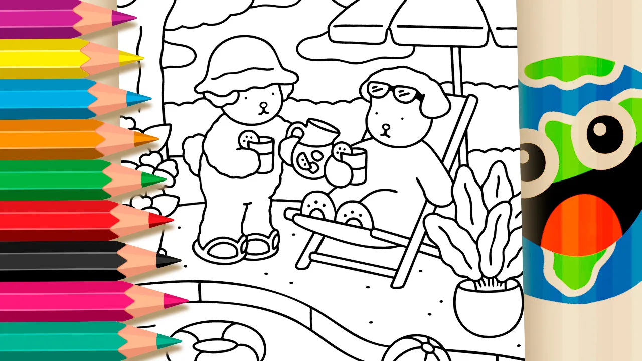 Bobbie Goods Style Juice and Pool Theme Coloring Pages