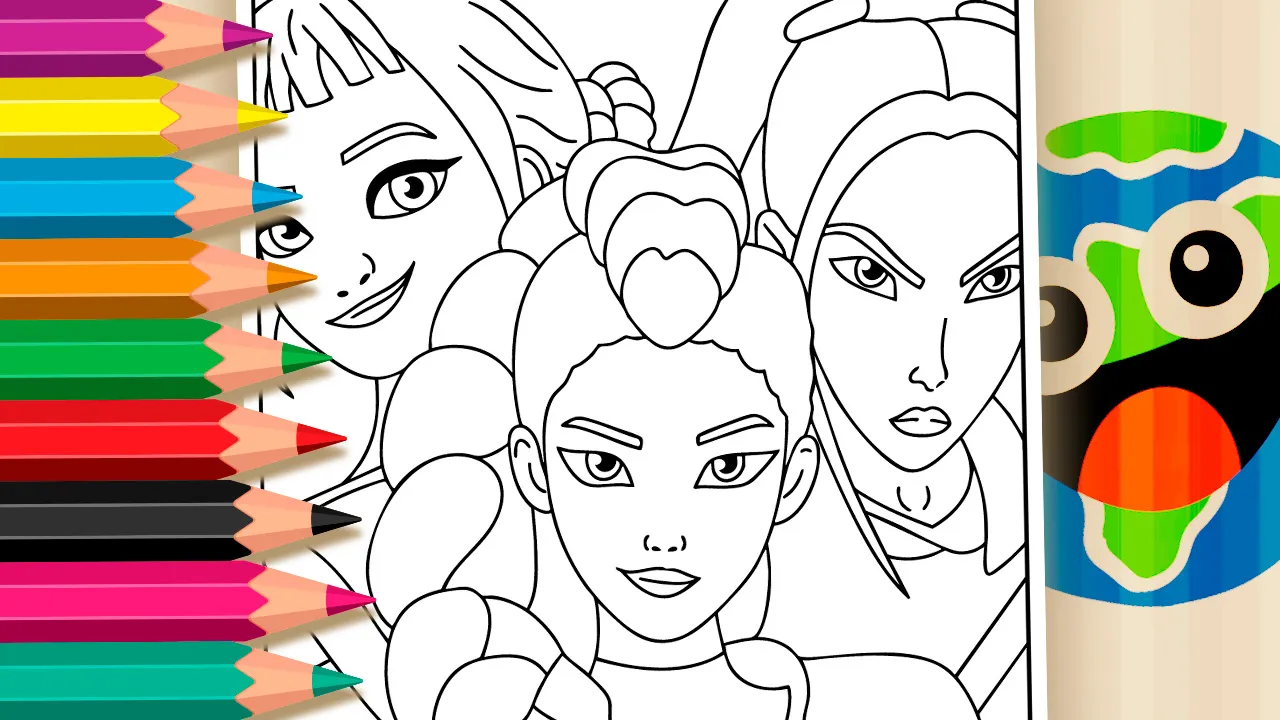KPop Demon Hunters Theme Coloring Page