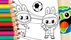 Labubu Playing Soccer at the 2026 World Cup – Fun Coloring Page