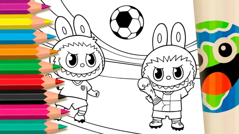 Labubu Playing Soccer at the 2026 World Cup – Fun Coloring Page - Famous Characters Coloring Pages