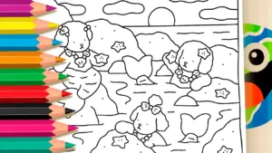 Coloring page Magical Mermaid Puppy Theme Coloring Pages