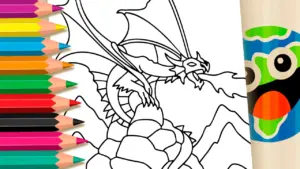 Coloring page Majestic Dragon Coloring Pages: Fire and Fantasy