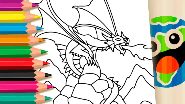 Majestic Dragon Coloring Pages: Fire and Fantasy - Nature & Landscape Coloring Pages