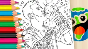 Coloring page Messi Champion 2022 Coloring Page | Soccer Theme Coloring Pages