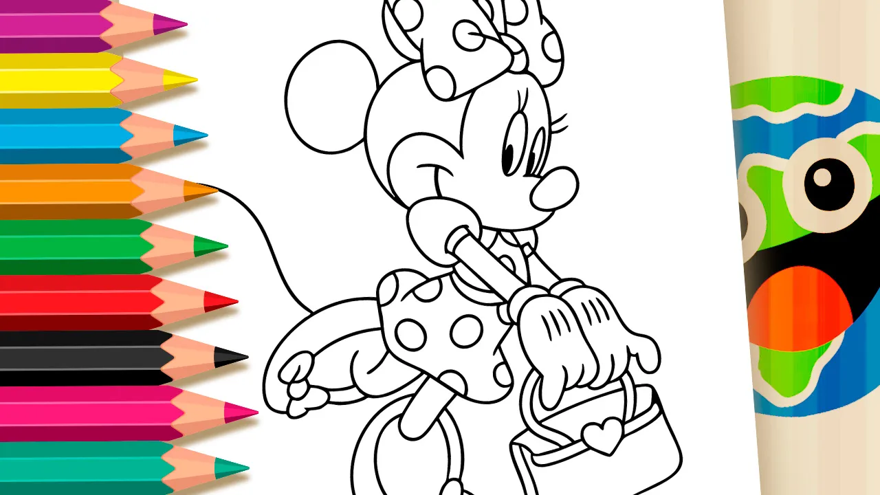 Minnie Mouse Heart Purse Theme Coloring Page