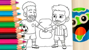 Neymar and Messi World Cup 2026 Theme Coloring Page
