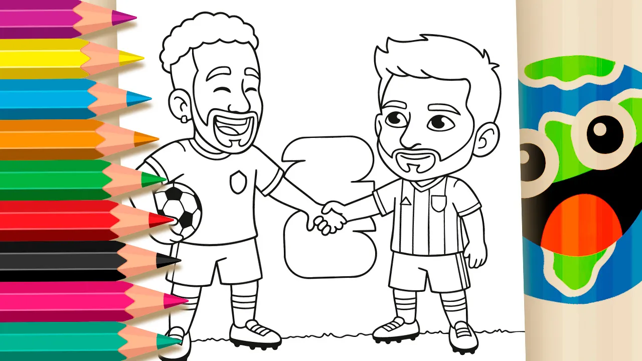 Neymar and Messi World Cup 2026 Theme Coloring Page