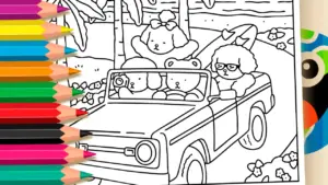 Coloring page On the Road with Bobbie Goods Style Coloring Pages