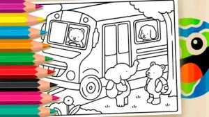 Coloring page Bobbie Goods Style School Bus Coloring Page ▶ Paint Online