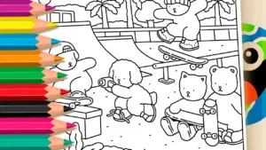 Coloring page Skatepark Adventures with Friends Bobbie Goods Style Theme Coloring Page
