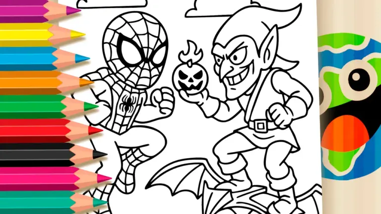 Spider-Man vs Green Goblin Coloring Page Adventure - Famous Characters Coloring Pages