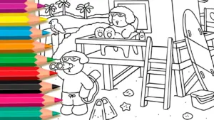Coloring page Sunny Beach Day – Bobbie Goods Style Coloring Page