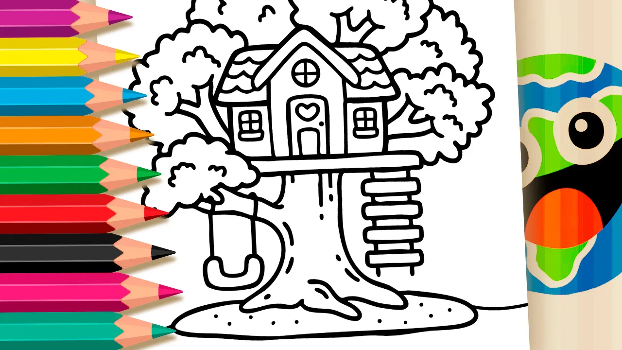 Treehouse Swing Coloring Page Adventure