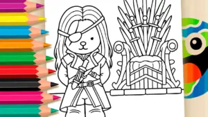 Coloring page Aemond Targaryen Chibi Style Coloring Page