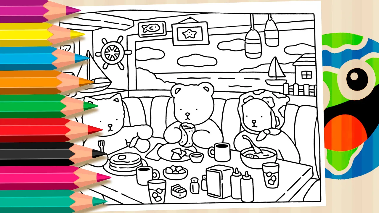 Bobbie Goods Style Beachside Diner Coloring Pages