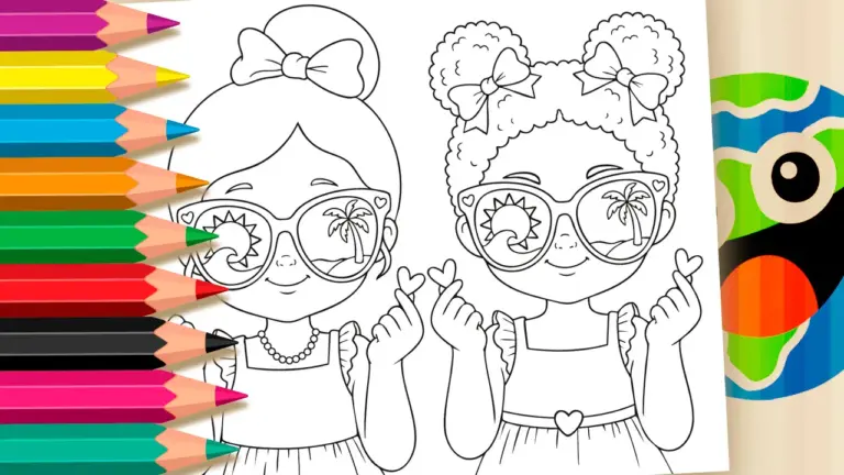 Best Friend Beach Theme Coloring Page - Cute & Kawaii Coloring Pages Online