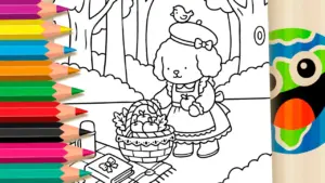 Bobbie Goods Style Apple Basket Coloring Page