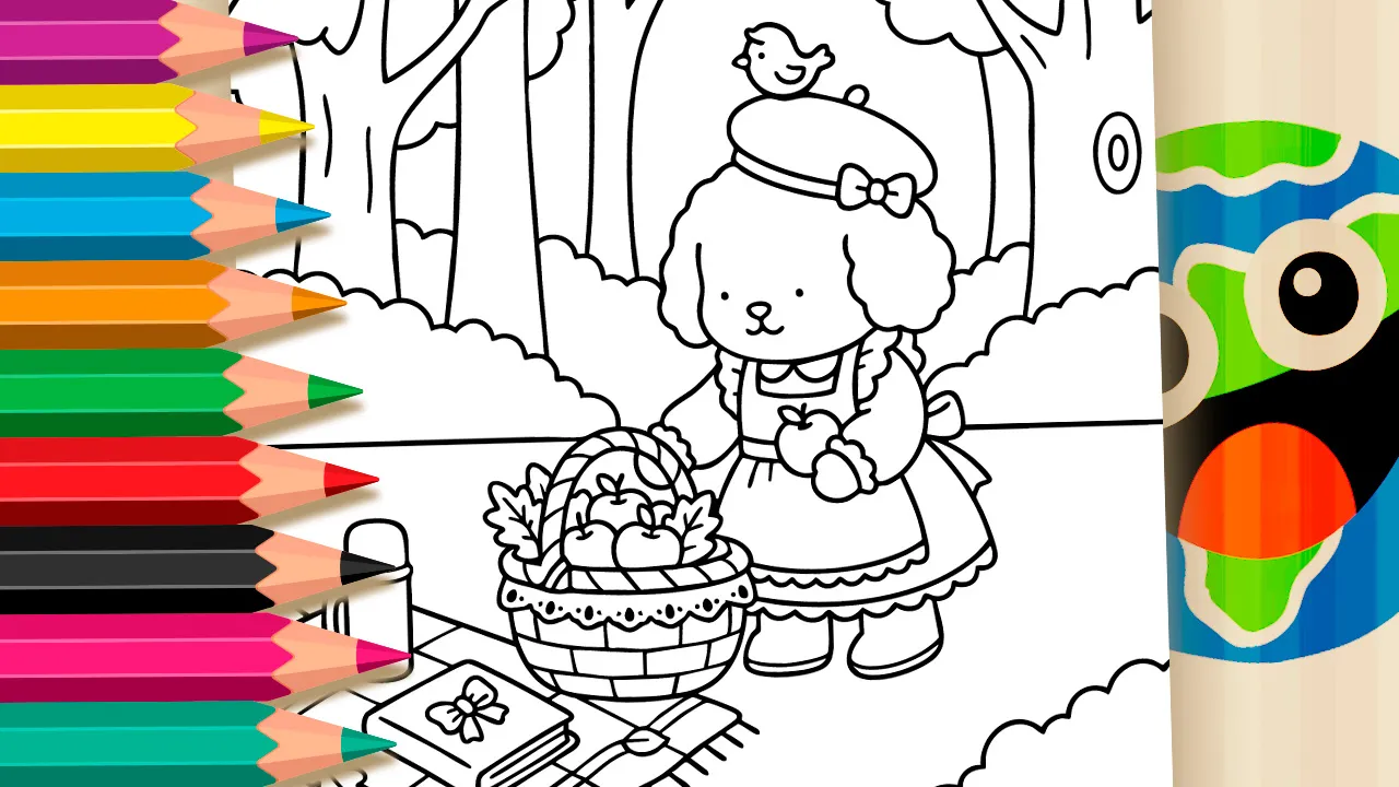 Bobbie Goods Style Apple Basket Coloring Page