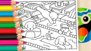 Cute Poolside Critters Bobbie Goods Style Coloring Pages