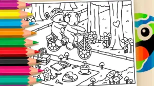 Coloring page Bobbie Goods Style Coloring Page – Friends' Bike Ride Adventure