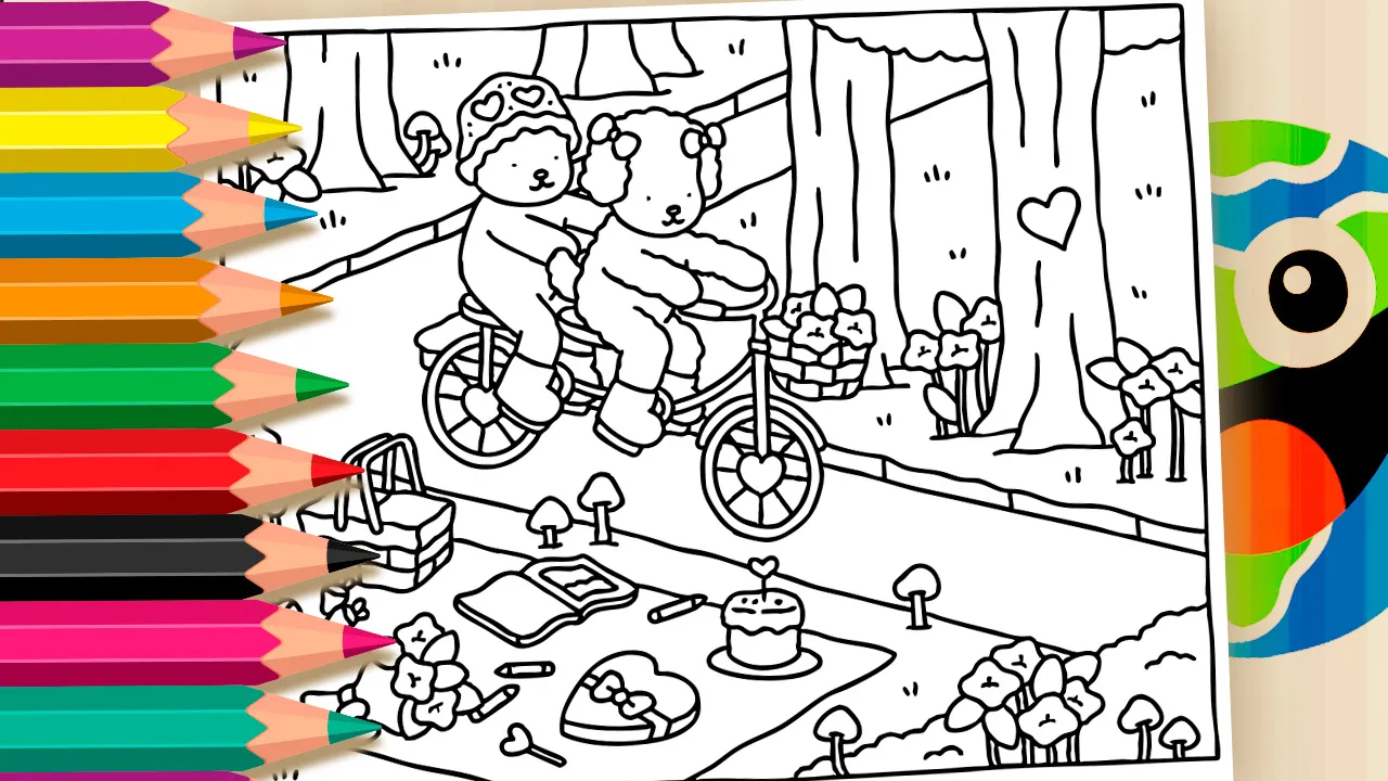 Bobbie Goods Style Coloring Page – Friends’ Bike Ride Adventure