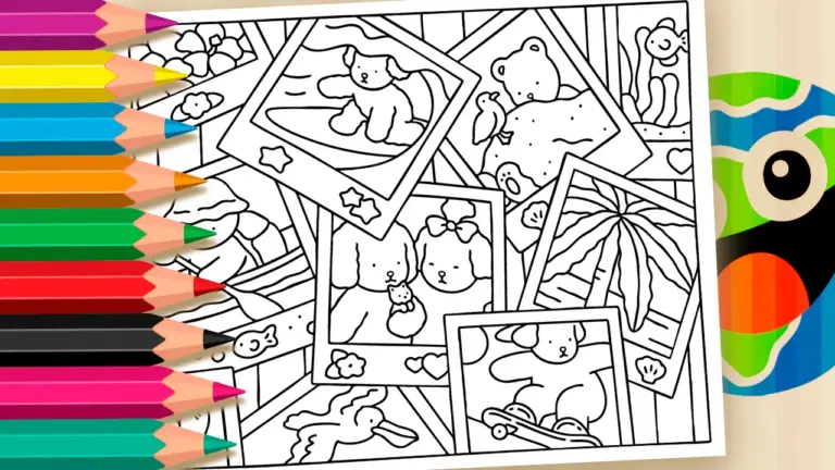 Bobbie Goods Style Vacation Theme Coloring Pages Online - Cute & Kawaii Coloring Pages Online
