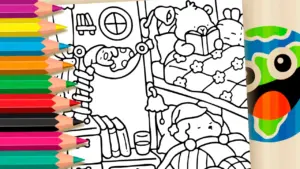 Coloring page Cute Pets Bunk Bed Theme Coloring Pages