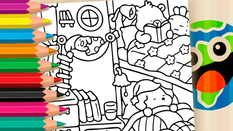 Cute Pets Bunk Bed Theme Coloring Pages - Cute & Kawaii Coloring Pages Online