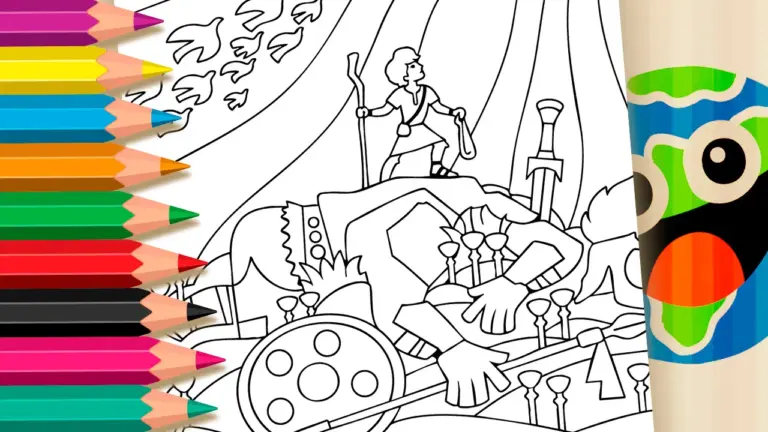 David and Goliath: Epic Biblical Theme Coloring Page - Culture & Holiday Coloring Pages