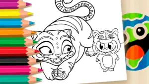 Derpy Tiger and Labubu Cosplay Theme Coloring Pages