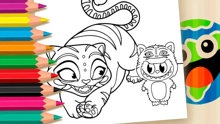 Derpy Tiger and Labubu Cosplay Theme Coloring Pages - Famous Characters Coloring Pages