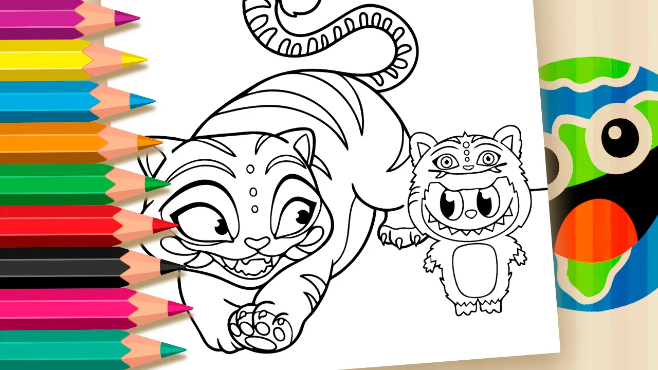 Derpy Tiger and Labubu Cosplay Theme Coloring Pages