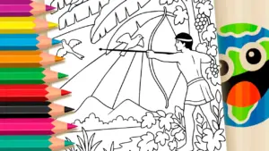 Archer with Birds Theme Coloring Page