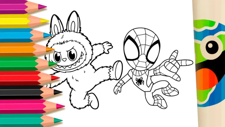 Labubu and Spider-Man Fun Coloring Page