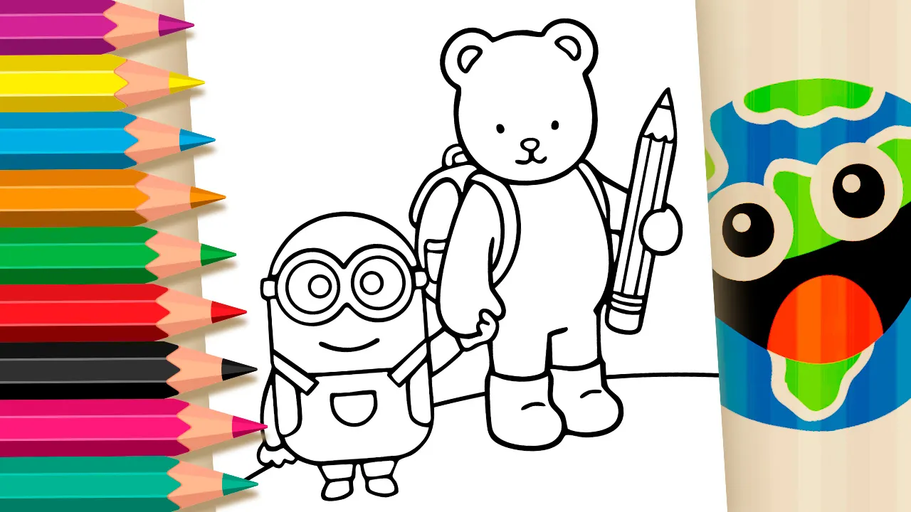 Minion and Teddy Bear Bobbie Goods Style Coloring Page