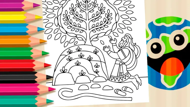 Moses and the Burning Bush Coloring Page - Culture & Holiday Coloring Pages