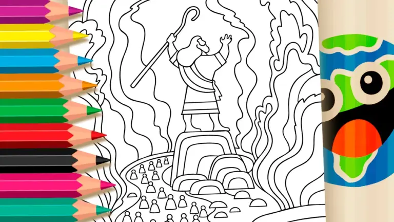 Moses and the Red Sea Coloring Page: A Biblical Adventure - Culture & Holiday Coloring Pages