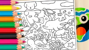Bobbie Goods Style Natural Pool Adventure Coloring Page