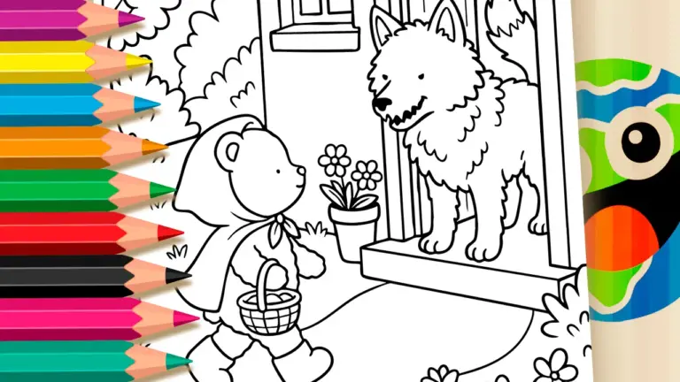 Red Riding Hood in Bobbie Goods Style – Cute Theme Coloring Page - Cute & Kawaii Coloring Pages Online