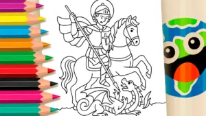 Coloring page Saint George and the Dragon Theme Coloring Page
