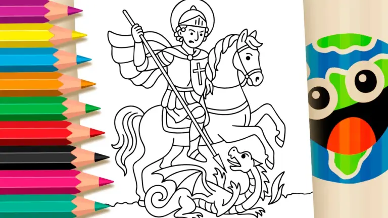 Saint George and the Dragon Theme Coloring Page - Famous Characters Coloring Pages
