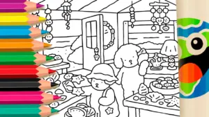 Coloring page Seashell Shop Coloring Page: Charming Bobbie Goods Style
